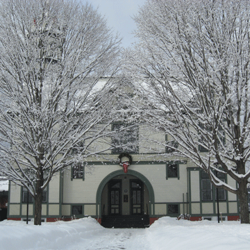 Debevoise Hall on a Snowy Day